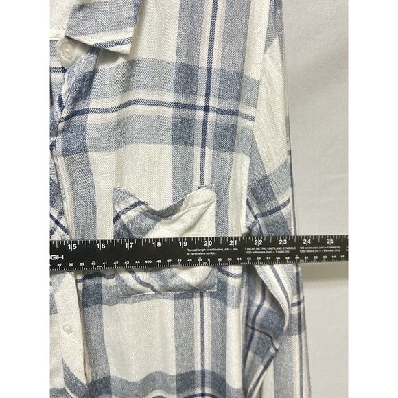Rails Womens M Blue Checkered‎ Soft Long Sleeve Rayon Button Up Top - Picture 3 of 13